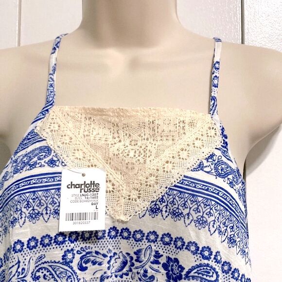 Bohemian Boho Paisley High Low Racerback Sleeveless Tank Womens Large - Picture 6 of 16